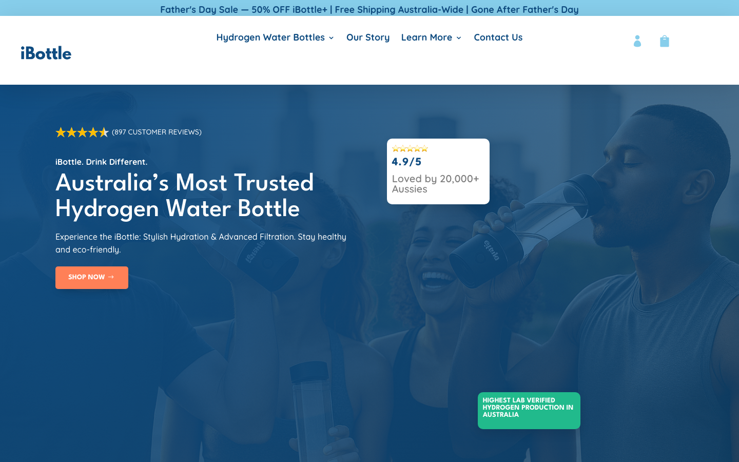 iBottle hydrogen water bottle product range